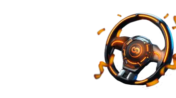 Изображение высокотехнологичного руля, представляющее пятничный бонус в Интернет-казино АУФ с динамичной гоночной темой.